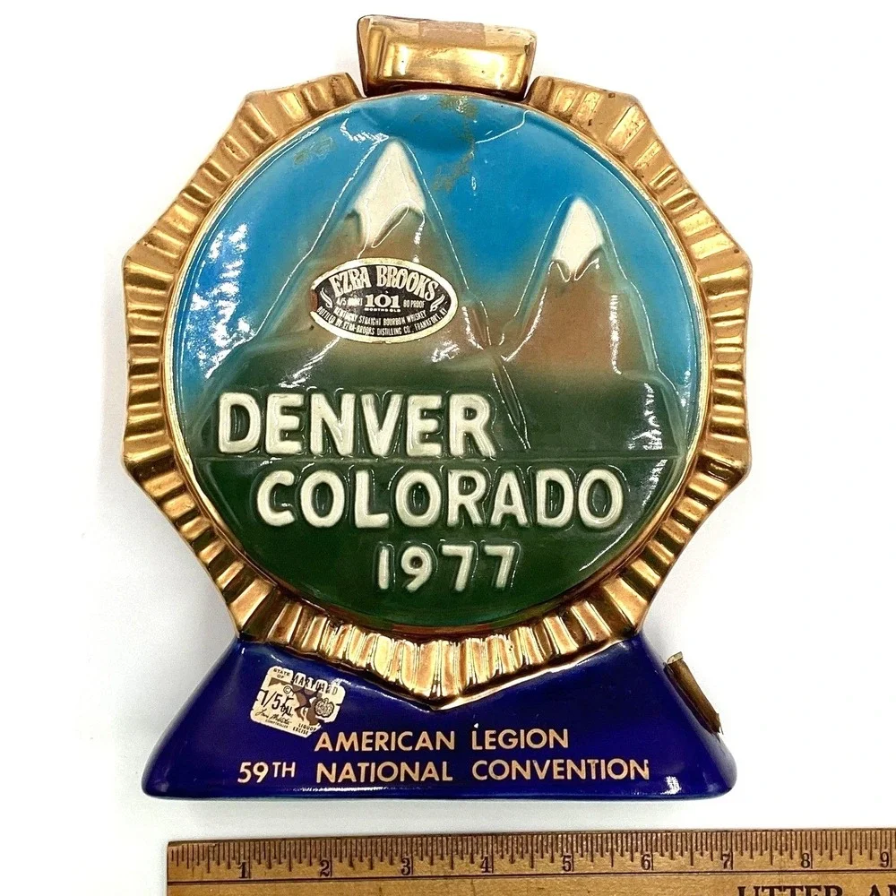 1977 Ezra Brooks‎ American Legion Decanter - Denver Colorado. 24k Gold Decor